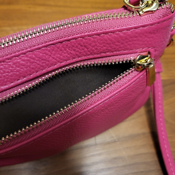 Hot Pink Pebbled Leather Wristlet - Picture 5 of 13